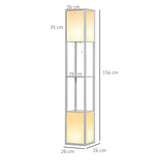 HOMCOM Modern Shelf Floor Lamp with Dual Ambient Light, Standing Lamp Living Room, Bedroom, 156cm, Grey