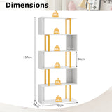 5/6-Tier Geometric Bookcase with Metal Frame and Anti-tipping Kits-5-Tier
