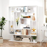 7-Tier Geometric Bookshelf with 2 Anti-Tipping Kits-White