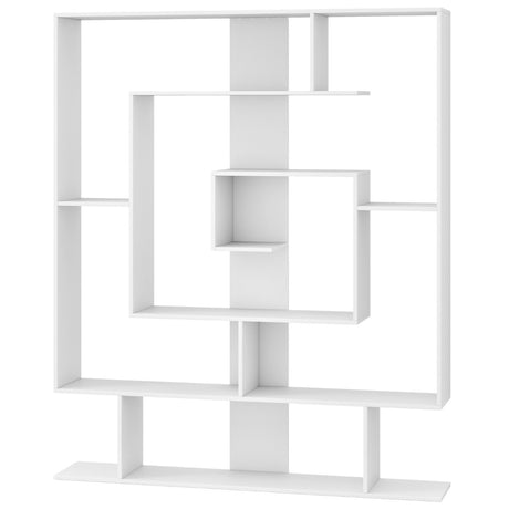 7-Tier Geometric Bookshelf with 2 Anti-Tipping Kits-White