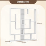 7-Tier Geometric Bookshelf with 2 Anti-Tipping Kits-White