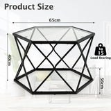 Geometric Coffee Table with Tempered Glass Top & Metal Legs