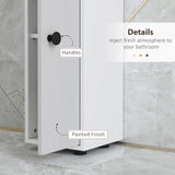 kleankin 180cm Slim Bathroom Cabinet, with Drawer, Shelves and Cupboards - Light Grey