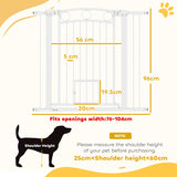 PawHut 96cm Tall Dog Gate with Cat Door, 7cm and 14cm Extensions, for Stairs, Doorways, 76-104cm Width