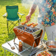 Outsunny Charcoal BBQ Grill Portable Stainless Steel Barbecue with Tilting Grate for Camping Picnic Garden Orange