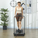 HOMCOM Foldable Walking Treadmill, with LED Display and Wheels, for Home, Office, Fitness Studio, Orange