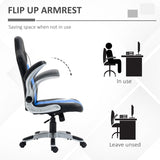HOMCOM Computer Gaming Chair, Office Desk Swivel Chair, PU Leather Racing Chair with 90 Flip-up Armrest, Adjustable Height and Rolling Wheels, Blue