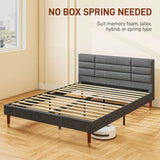 HOMCOM Upholstered King Bed Frame 154W x 206D x 87Hcm with Slats - Grey