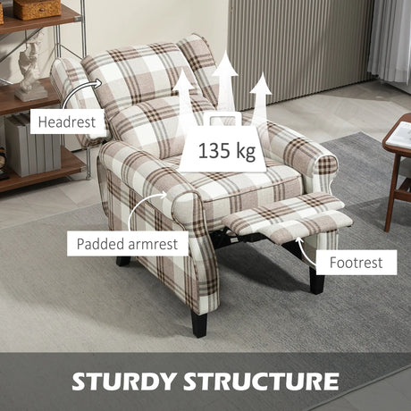 HOMCOM 160 Reclining Armchair, with Footrest - Brown