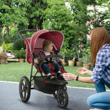 HOMCOM Foldable Three-Wheeler Baby Stroller w/ Canopy, Storage Basket - Red