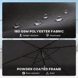 Outsunny 3 x 2 m Garden Parasol Umbrella with LED Solar Light, Parasol Cover, Outdoor Market Patio Umbrella, Black