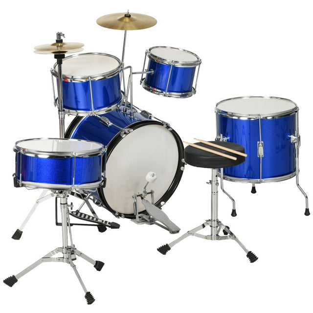 AIYAPLAY 11-Piece Kids Drum Kits w/ Stool, Drumsticks, Pedal, Cymbals, for 3-6 Years, Blue