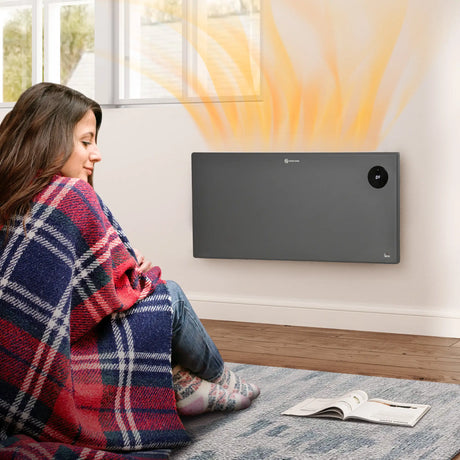 HOMCOM 2000W Electric Convector Heater, Freestanding or Wall Mounted, Space Heater with Adjustable Thermostat, Timer, Grey