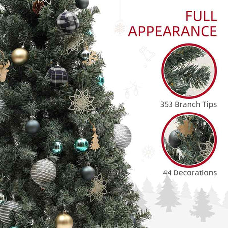 HOMCOM 5ft Pre-Lit Xmas Tree with Decorations, Green, Blue and Warm White