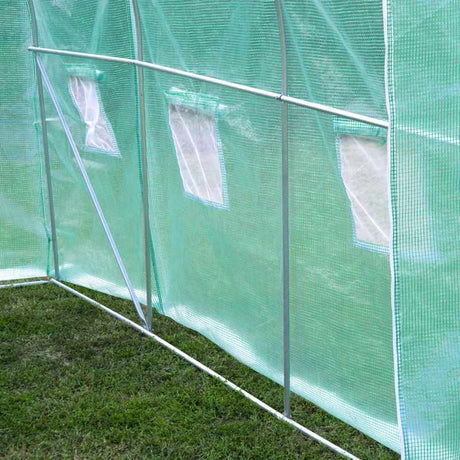 Outsunny Walk-in Polytunnel Greenhouse, Outdoor Garden Tunnel Greenhouse Tent with Zipped Roll-Up Door and 6 Mesh Windows, 3 x 2M