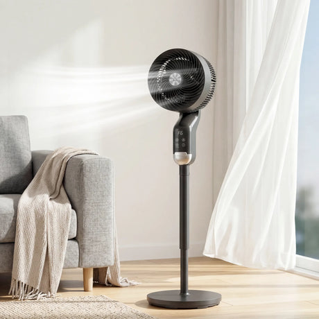 HOMCOM 20 dB Silent Standing Fan, Pedestal Fan with Remote, Oscillating, 8 Speeds, Adjustable Height, 12H Timer