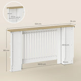 HOMCOM Radiator Cover with Open Storage Shelves, Vertical Slatted Cabinet Shelf Heater Cover for Living Room, Hallway, Large, White (H: 83 / W: 152 / D: 19 cm)