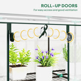 Outsunny 3 Tier Lean-to Mini Greenhouse with Reinforced Plastic Cover, Portable Small Greenhouse with 3 Roll-Up Doors, 215 x 46 x 151cm, Clear