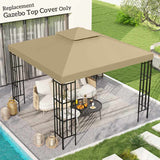 Outsunny 3(m) Gazebo Top Cover Double Tier Canopy Replacement Pavilion Roof Deep Beige