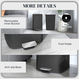 HOMCOM 20L Modern Boxy Metal Home Kitchen Bin - Black