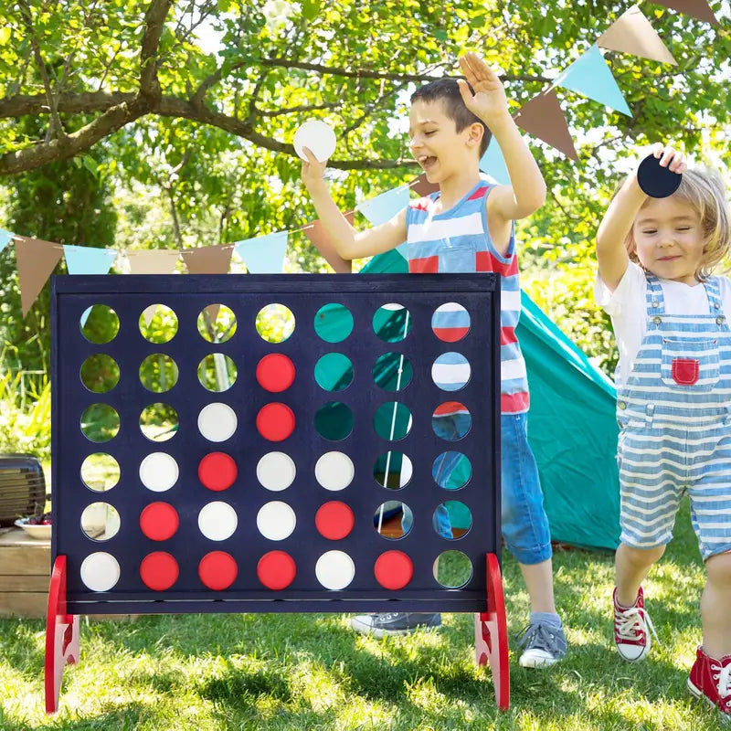 Giant 4-in-a-row Game Set Wooden Jumbo 4-to-Score Game-Blue