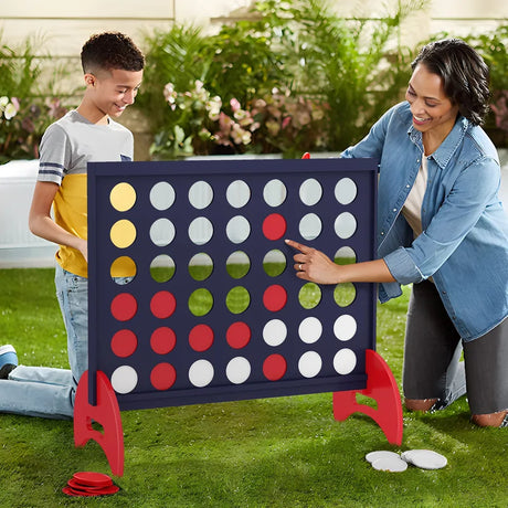 Giant 4-in-a-row Game Set Wooden Jumbo 4-to-Score Game-Blue