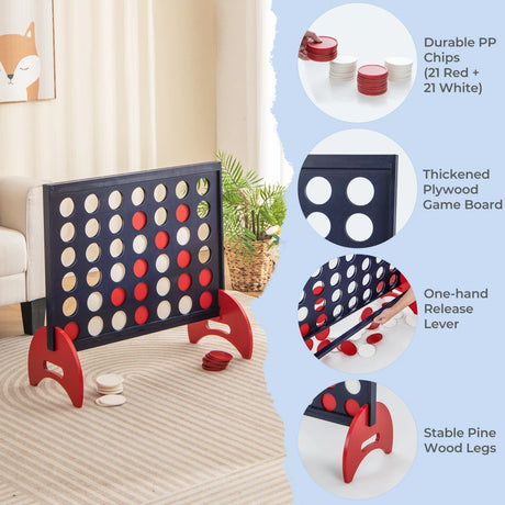 Giant 4-in-a-row Game Set Wooden Jumbo 4-to-Score Game-Blue