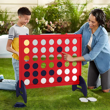 Giant 4-in-a-row Game Set Wooden Jumbo 4-to-Score Game-Red