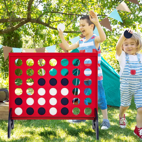 Giant 4-in-a-row Game Set Wooden Jumbo 4-to-Score Game-Red