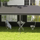 Outsunny 6 x 3 m Party Tent Gazebo Marquee Outdoor Patio Canopy Shelter with Windows and Side Panels Dark Grey