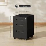 Vinsetto Three-Drawer Steel Filing Cabinet - Black