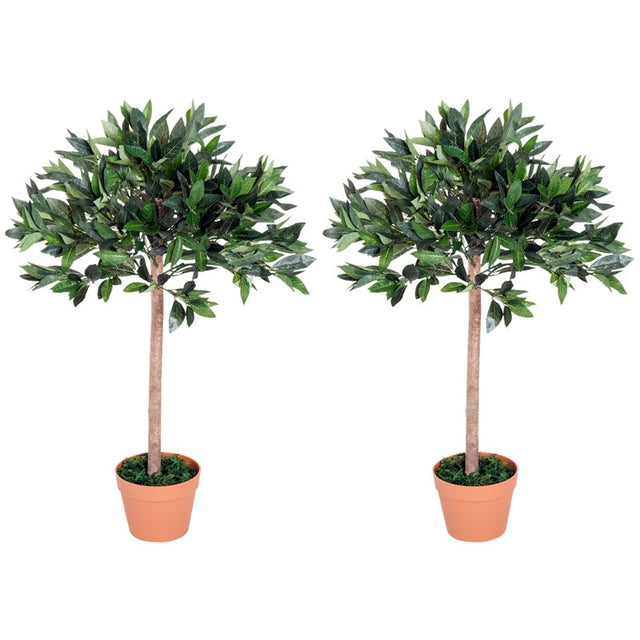 Outsunny 3ft Artificial Olive Tree Indoor Plant Greenery for Home Office Potted in An Orange Pot Set of 2