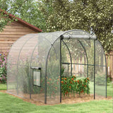 Outsunny Polytunnel Greenhouse Walk-in Grow House with Plasric Cover, Door, Mesh Window and Steel Frame, 3 x 2 x 2m, Clear