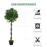 Outsunny Set Of 2 120cm/4FT Artificial Bay Laurel Topiary Trees w/ Pot Fake Indoor Outdoor Greenery Plant Home Office Garden Decor Green