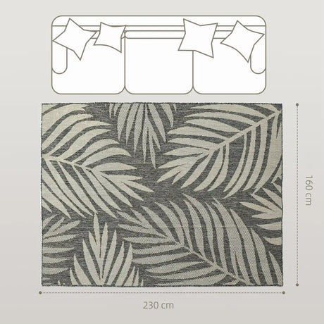 HOMCOM UV Resistant Indoor & Outdoor Area Rug, Easy-Cleaning Machine Washable Rug for Patio, Garden, Kitchen, Bathroom or Living Room, 230 x 160 cm, Grey