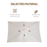 Outsunny 2 x 3m Wooden Garden Parasol Umbrella Outdoor Sun Shade Canopy, Cream White