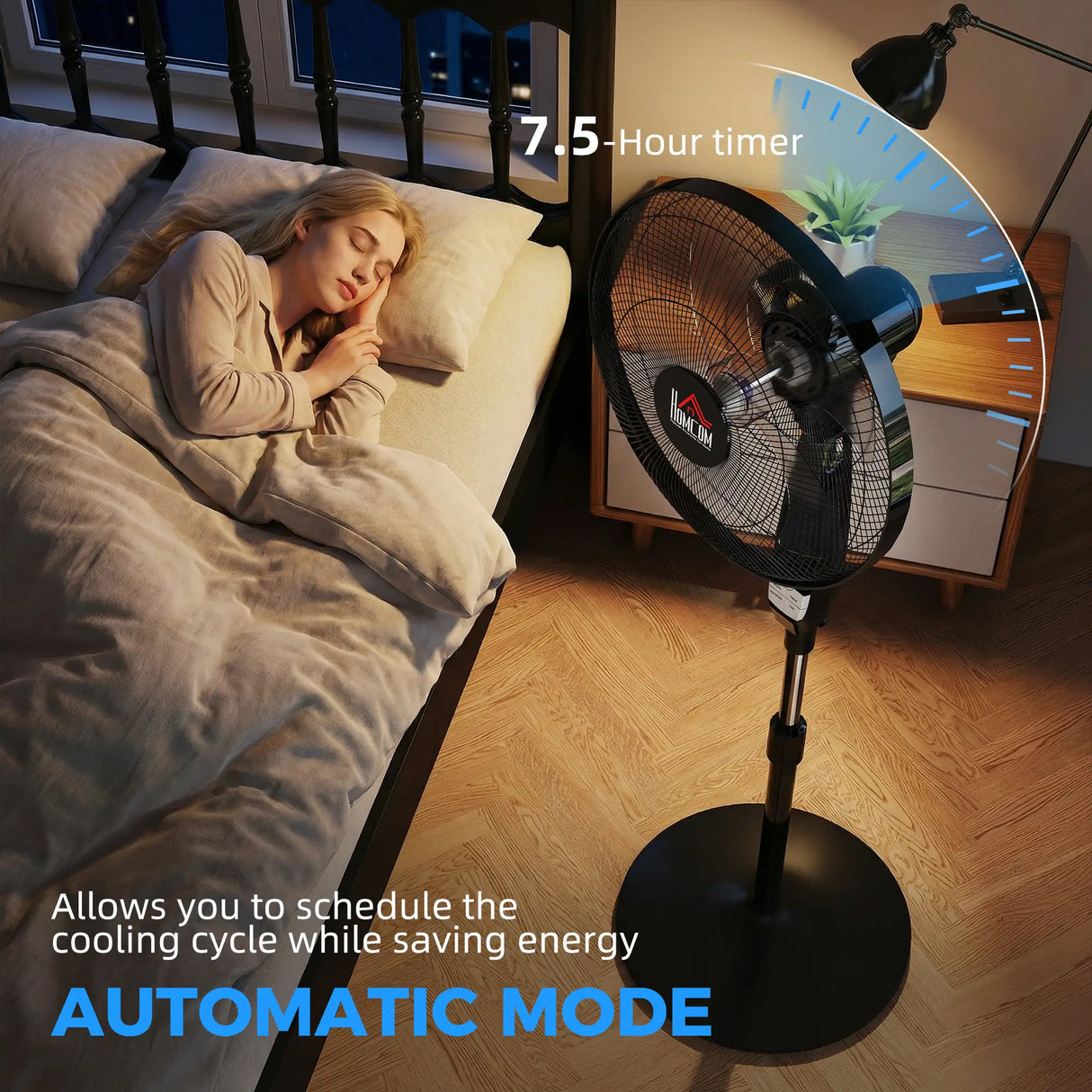 HOMCOM 16in Pedestal Standing Floor Fan, Oscillation Cooling Fan with Remote Control, Black