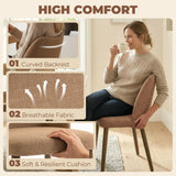 HOMCOM Dining Chairs Set of 2, Linen Upholstered Kitchen Chairs with Padded Seat, Curved Backrest, Rubberwood Legs, Brown