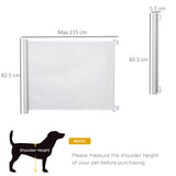 PawHut Retractable Stair Gate,  Dog Pet Barrier, for Doorway, Staircase, Hallway - White