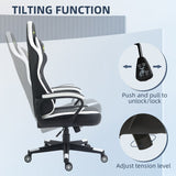 Vinsetto Gaming Chair, Computer Desk Chair with Lumbar Support, Faux Leather Racing Chair with Headrest and Swivel Wheels for Home Office, Black Grey