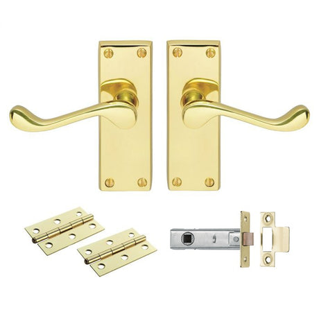 CONTRACT VICTORIAN SCROLL LATCH PACK - Electro Brassed - 118 X 40 - Pack
