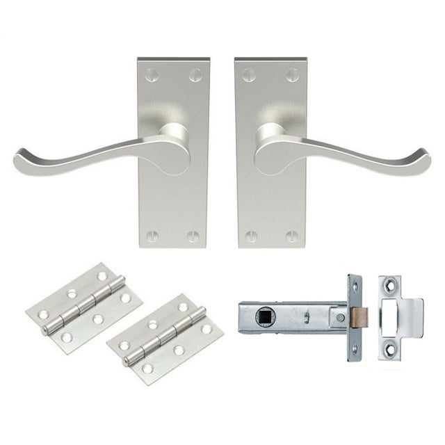 CONTRACT VICTORIAN SCROLL LATCH PACK - Satin Nickel - 118 X 40 - Pack
