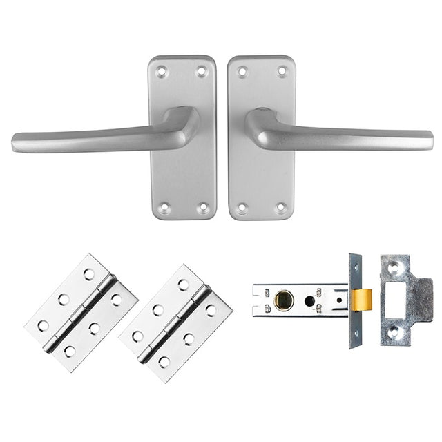 CONTRACT ALUMINIUM LATCH PACK - Satin Anodised Aluminium - 102 X 41MM - Pack