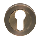 ESCUTCHEON - EURO PROFILE ON CONCEALED FIX ROUND ROSE - ANTIQUE BRASS - EACH