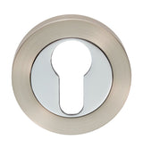 ESCUTCHEON - EURO PROFILE ON CONCEALED FIX ROUND ROSE - SATIN NICKEL/POLISHED CHROME - 52 x 8 - EACH