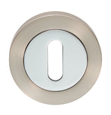 ESCUTCHEON - LOCK PROFILE ON CONCEALED FIX ROUND ROSE - SATIN NICKEL/POLISHED CHROME - 52 x 8 - EACH