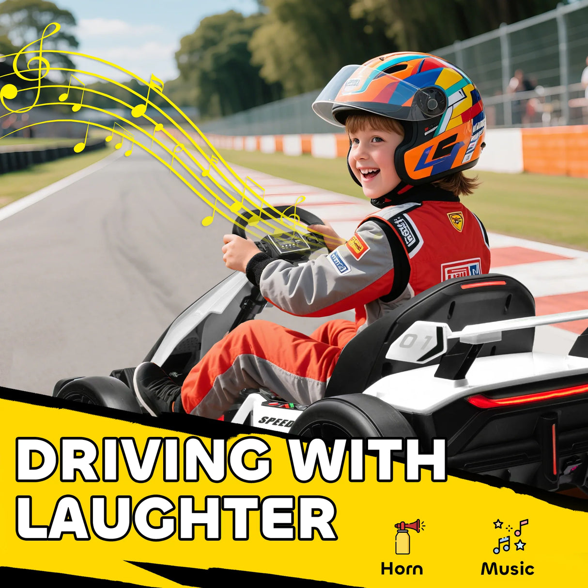 HOMCOM 24V Electric Go Kart for Kids with Adjustable Seat for 6-12 Years, White