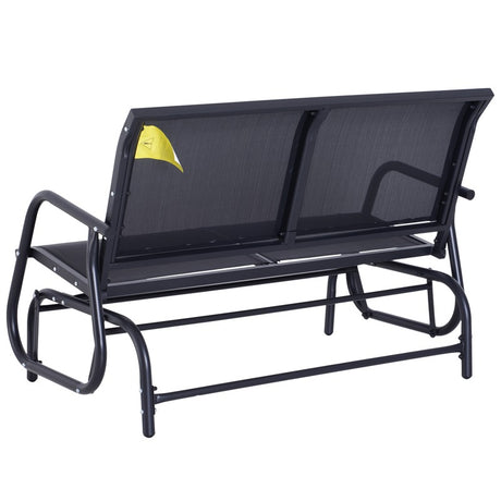 Outsunny 2-Person Outdoor Glider Bench Patio Double Swing Gliding Chair Loveseat w/Power Coated Steel Frame for Garden Patio Porch, Black