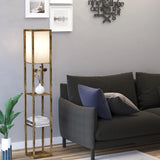 HOMCOM 3-Tier Floor Lamp, Floor Light with Storage Shelf, Reading Standing Lamp with Acrylic Shade for Living Room, Bedroom, Kitchen, Dining Room, Office, Dorm, 160cm, Brown