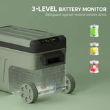 Outsunny 33L Car Fridge Freezer Dual Zone, Portable Camping Fridge 12V/24V DC & 100-240V AC, Electric Cool Box -20-20 with Wheels and LED Light, for Travel, RV, Road Trip, Picnic [Energy Class E]